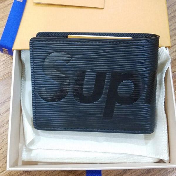 Supreme シュプリーム ルイヴィトン 財布コピー M67718 コラボ ポルトフォイユ・スレンダー 二つ折り財布(小銭入れなし)ブラック メンズ