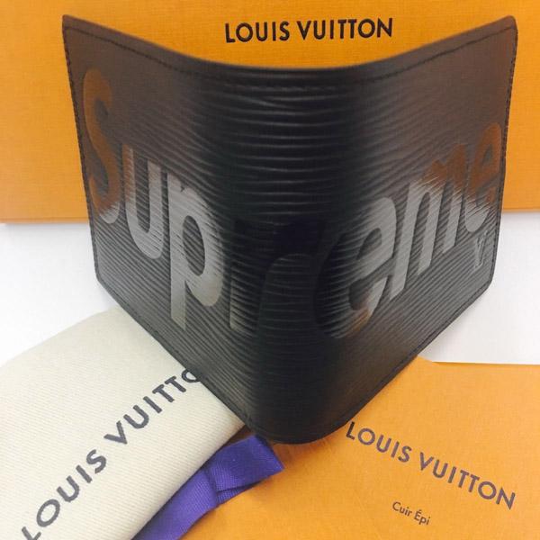 Supreme シュプリーム ルイヴィトン 財布コピー M67718 コラボ ポルトフォイユ・スレンダー 二つ折り財布(小銭入れなし)ブラック メンズ