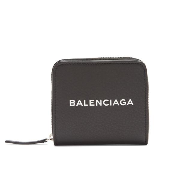 18SS新作BALENCIAGA 折りたたみ財布 ブラック ラウンドジップ ロゴ 財布 バレンシアガスーパーコピー