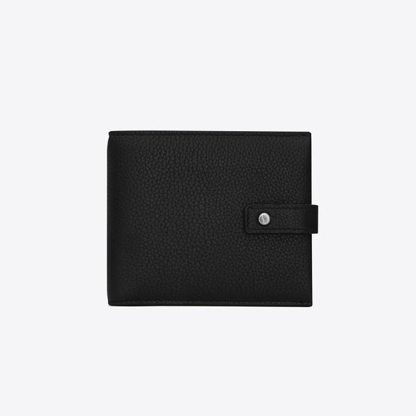 サンローラン 財布コピー 折りたたみ財布 507618DTI0E1000 サンローラン ロゴを刻印したスナップボタン