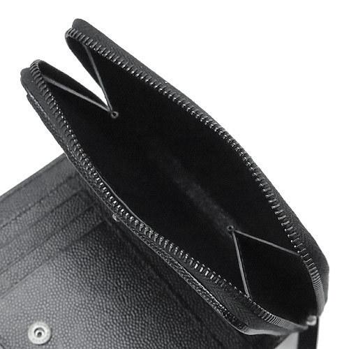 サンローラン 財布コピー ラウンド折りたたみ財布 403723 BOWC8 1095 ブラック・ホワイト バイカラーの縁取りとフロントのブランドロゴがアクセントになったラグジュアリーなデザインです