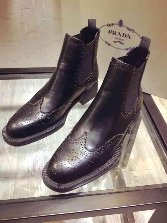 プラダコピー 靴 PRADA 2014秋冬新作 ビジネス 保温する短筒の メンズ ブーツ pradashoes1011