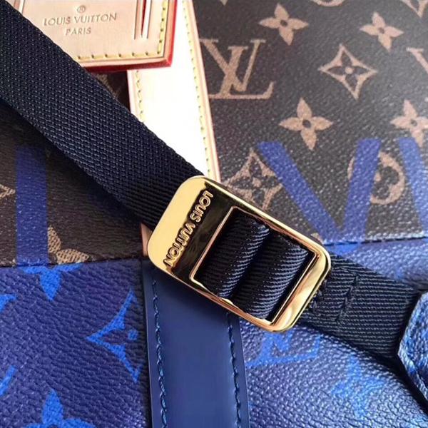 ルイヴィトンスーパーコピー モノグラム・キャンバスにパシフィックブルーを組み合わせました 旅行鞄アイコニック キーポル・バンドリエール 50M43861
