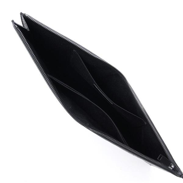 サンローラン クラッチバッグ コピー クロコ調 ブラック フロントパネルにロゴが入ったシンプルなアイコンデザイン