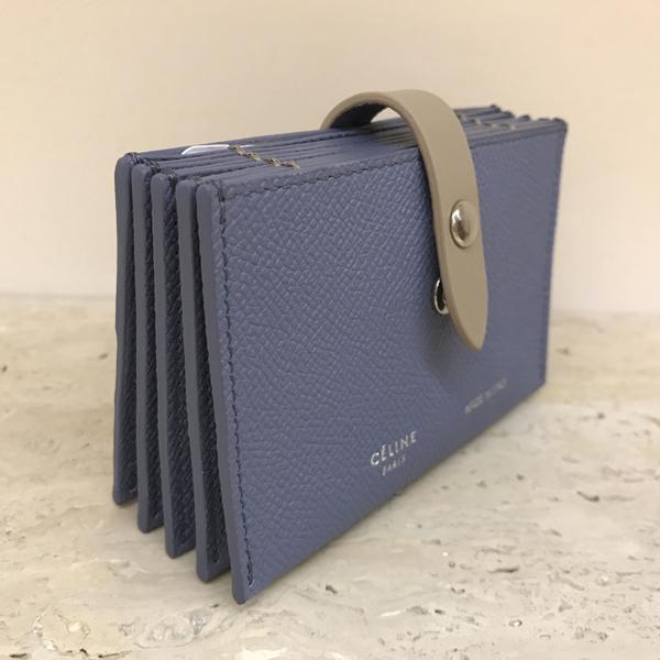 2018SS セリーヌ 財布コピー 104323A15.06BM Accordeonカードケース Medium Blue ストラップ アコーディオン式カードホルダー