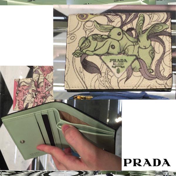 プラダ ウサギ 財布 ウサギが可愛い折りたたみウォレットPRADA折りたたみ 1MV204 2EBM F0194コンパクト財布 スーパーコピー