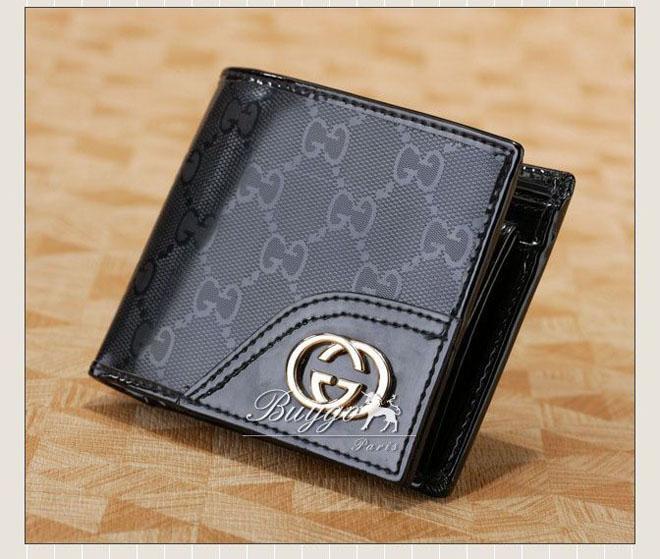 グッチ 財布 スーパーコピーグッチ PVC×レザー メンズ 二つ折り財布 ブラック 181671 A0V1N 1000