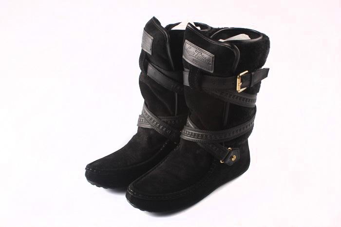 2012 秋冬-ルイヴィトンコピー-Louis Vuittonキャンパスストラップモカシンルーズブーツ-靴